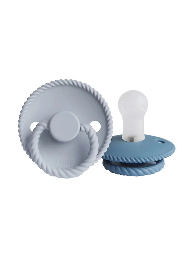 FRIGG Pack Of 2 Rope Silicone Baby Pacifier 0-6M, Ocean View/Powder Blue - Size 1