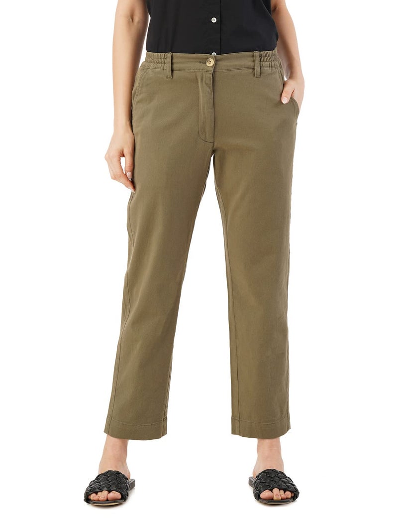 FYLTR Womens Regular Stretch Cotton, Comfortable, Soft Khaki Trousers (Alive Olive, 30) - Image 1
