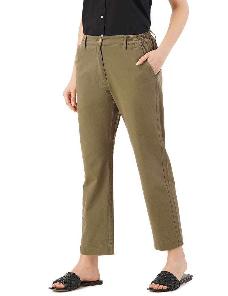 FYLTR Womens Regular Stretch Cotton, Comfortable, Soft Khaki Trousers (Alive Olive, 30) - Image 3