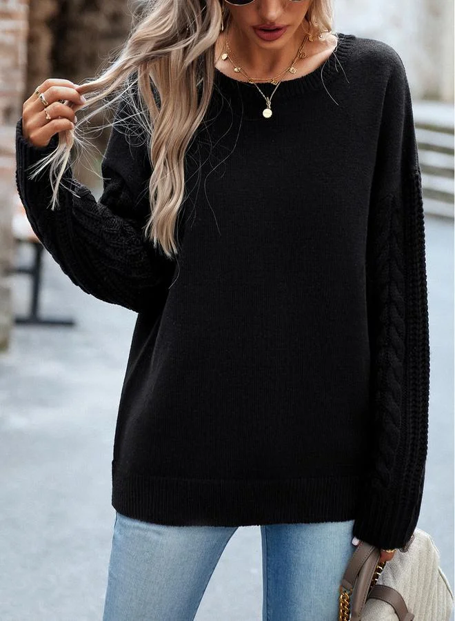 Take Two Cable Knit Detail Sleeves Regular Fit Sweater by Styli