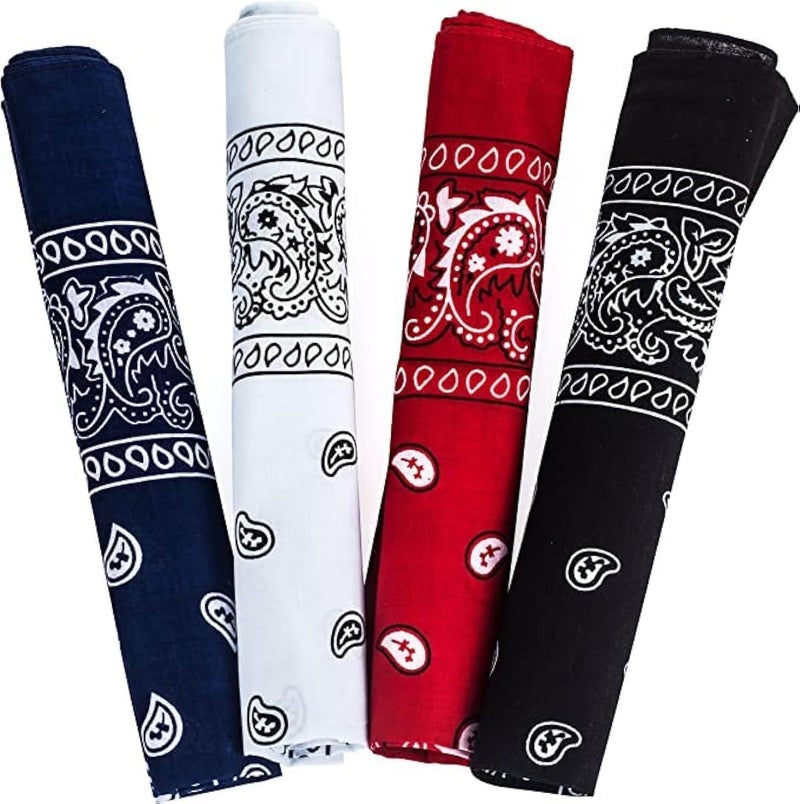 calma Bandanas for Men & Women, Paisley Bandanas, Bandanas for Face Mask, 4 Pack, 100% Cotton Bandanna by - Image 1