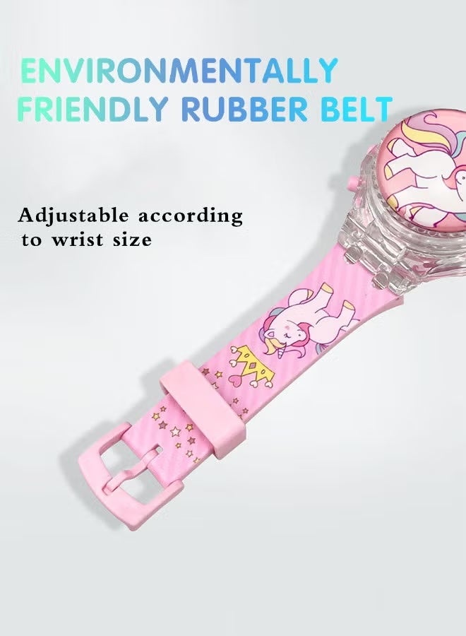 Unicorn Cartoon Children's Watch, with Light Effect, Electronic Watch with Music, Flip-top Cartoon Watch for Kids - Image 5