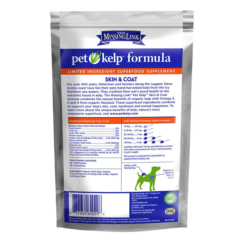 The Missing Link Pet Kelp Canine Skin & Coat 8oz Superfood Powdered Supplement, Organic & Limited Ingredient Formula for Dogs - Image 3