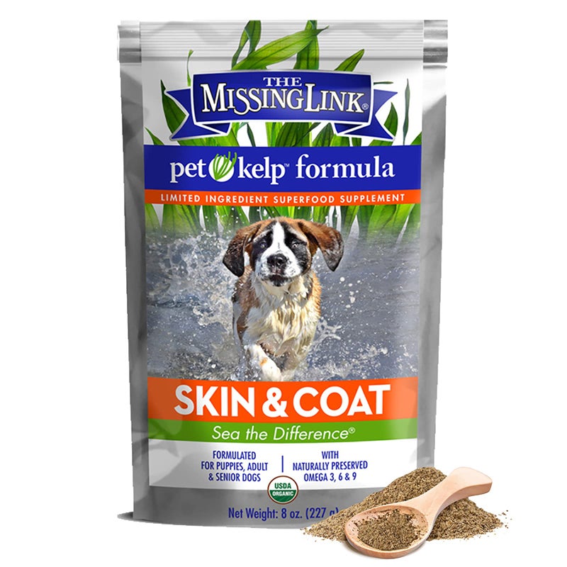 The Missing Link Pet Kelp Canine Skin & Coat 8oz Superfood Powdered Supplement, Organic & Limited Ingredient Formula for Dogs - Image 1