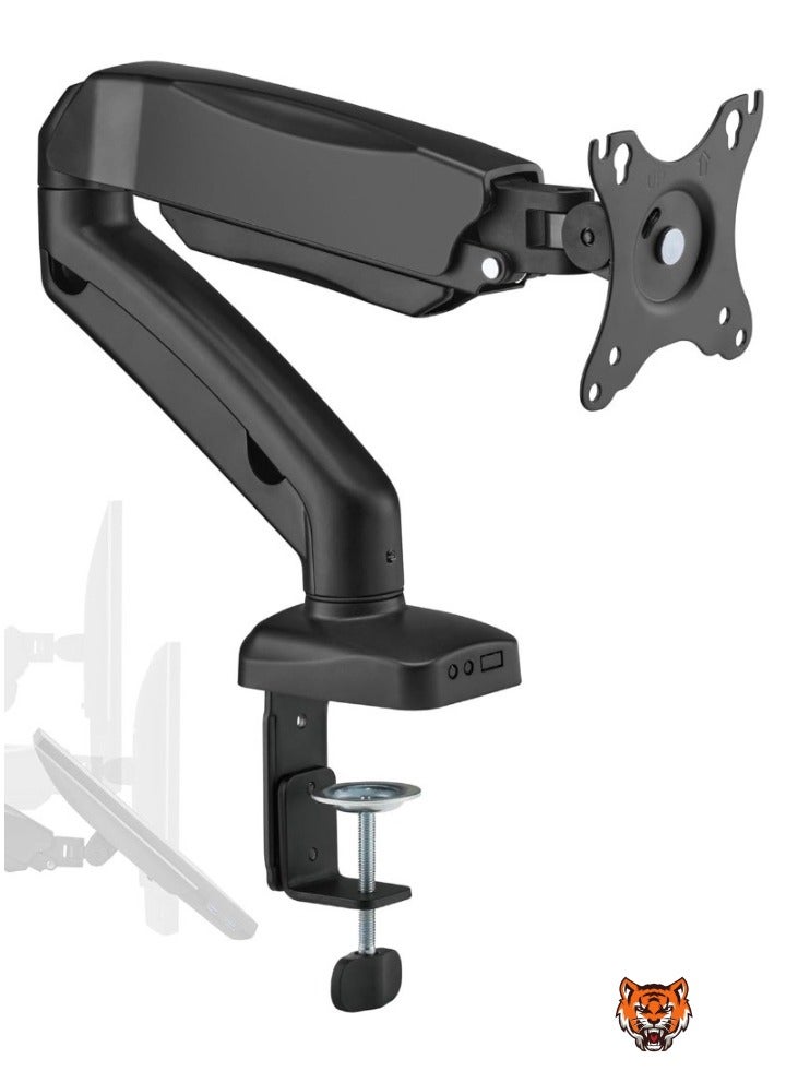 TIGER "Height Adjustable Desk Mount for 1 Monitor up to 32 Inches – VESA 75x75 & 100x100, Swivel Arm, No Screws Required"  - Image 1