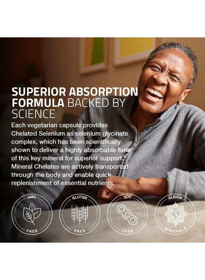 Bronson برونسون سيلينيوم 200 ميكروغرام لصحة الغدة الدرقية والبروستاتا والقلب - معدن أساسي مع امتصاص فائق، غير معدل وراثيًا، 250 كبسولة - Image 4