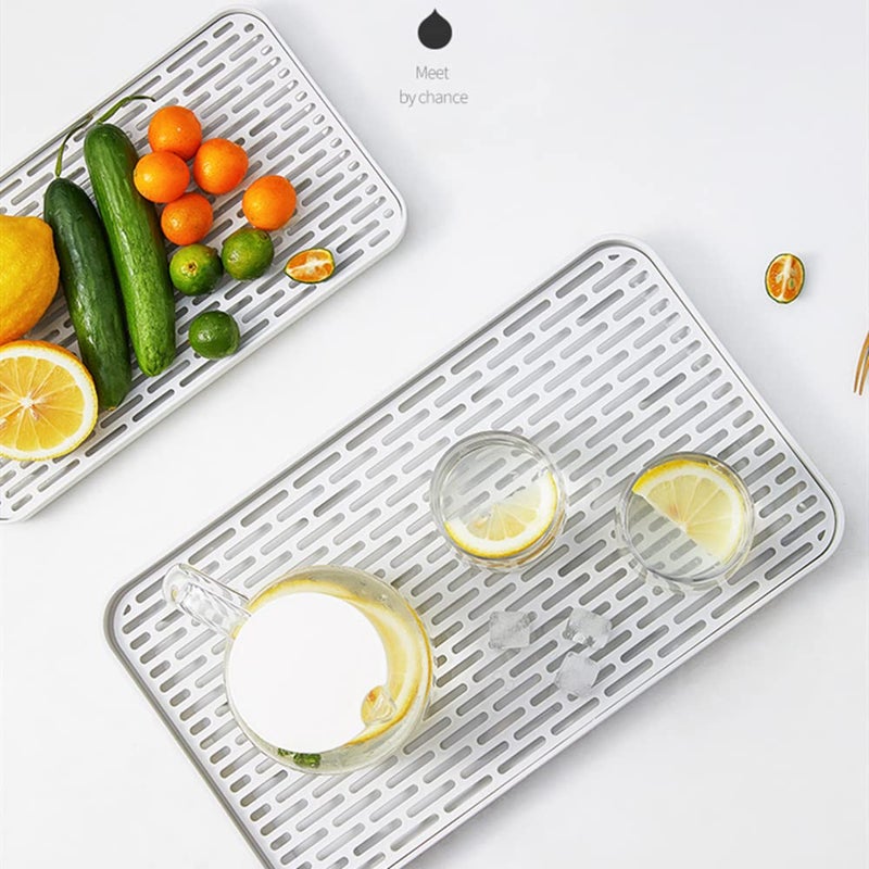 Bonilve Cup Drying Rack & Dish Drying Tray, Drain Board for Small Kitchen Sink, Dish Drain Tray Large Enough for Counter or Coffee Table, Big White Dish Drying Mat - Image 5