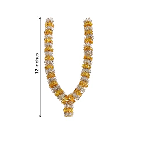 SRI YAGNAA سري ياجنا - قلادة زهور بارجاتام بطول 12 بوصة مطلية بالذهب والفضة لإطارات الصور والتماثيل - إكليل بارجاتام - قلادة زهور فضة ألمانية - Image 2