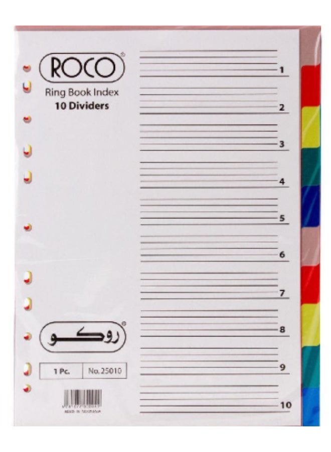 A4 Numbered Index Dividers 1–10 Multi-Color