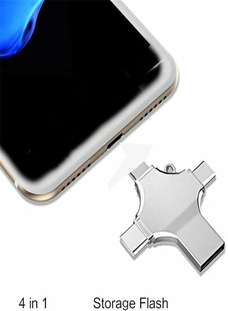 USB Flash Drive USB C Memory Stick Flash 128GB 4 in 1 Multifunction Drive with Micro USB Type-C Ports for Android Smart Iphone Pad MacBook and Laptop - Image 4