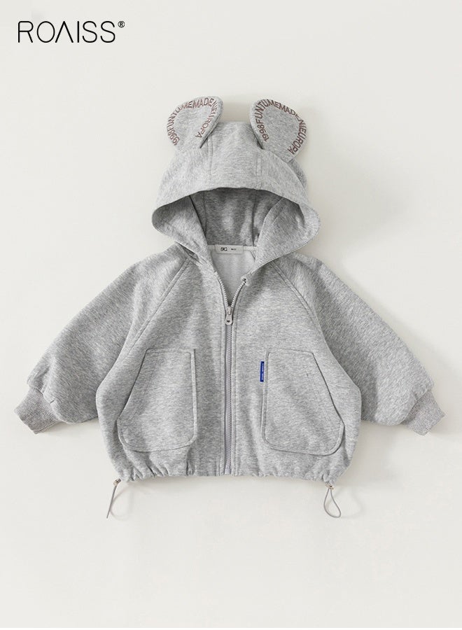 roaiss Toddler Zip Up Hoodie Sweatshirt, Unisex Kids Long Sleeve Jacket with Adorable Hooded Design and 2 Side Pockets, Comfortable Hooded Sweatshirt for Little Kids, Suitable for Daily Wear, School and Outdoor Activities - Image 1