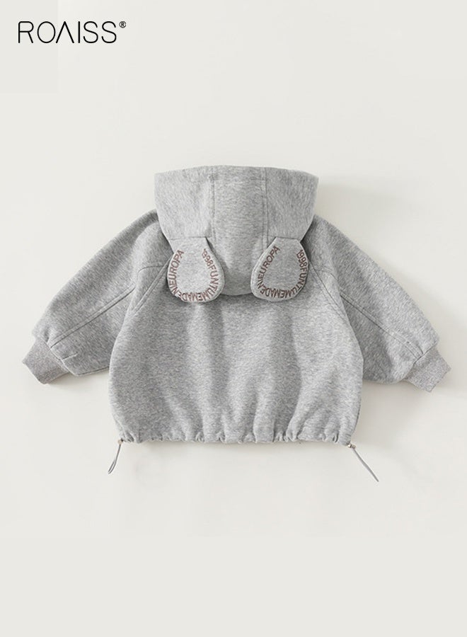 roaiss Toddler Zip Up Hoodie Sweatshirt, Unisex Kids Long Sleeve Jacket with Adorable Hooded Design and 2 Side Pockets, Comfortable Hooded Sweatshirt for Little Kids, Suitable for Daily Wear, School and Outdoor Activities - Image 2