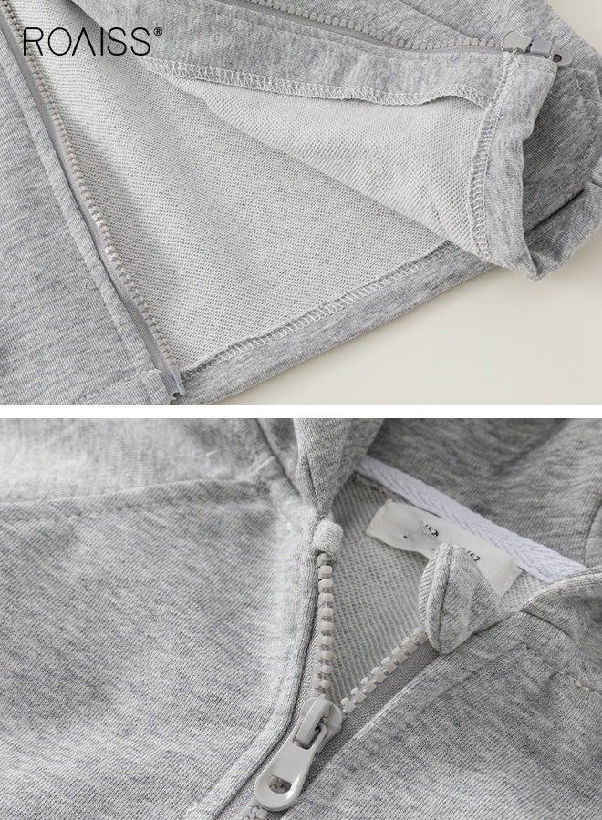 roaiss Toddler Zip Up Hoodie Sweatshirt, Unisex Kids Long Sleeve Jacket with Adorable Hooded Design and 2 Side Pockets, Comfortable Hooded Sweatshirt for Little Kids, Suitable for Daily Wear, School and Outdoor Activities - Image 3
