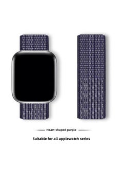 Suitable For Iwatch1-s9 Strap Light Mint/Ocean Blue Nylon Loop Velcro Wristband For Apple Watch Strap-Color:63# Heart Purple-Specifications:38/40/41mm
