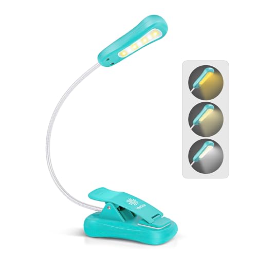 Vekkia Rechargeable Book Light for Reading in Bed, 3 Color x 3 Brightness, Lightweight Reading Light, Up to 70 Hours Lighting, Great for Readers, Travel (Blue) - Image 1