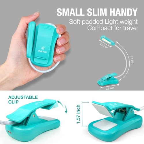Vekkia Rechargeable Book Light for Reading in Bed, 3 Color x 3 Brightness, Lightweight Reading Light, Up to 70 Hours Lighting, Great for Readers, Travel (Blue) - Image 3
