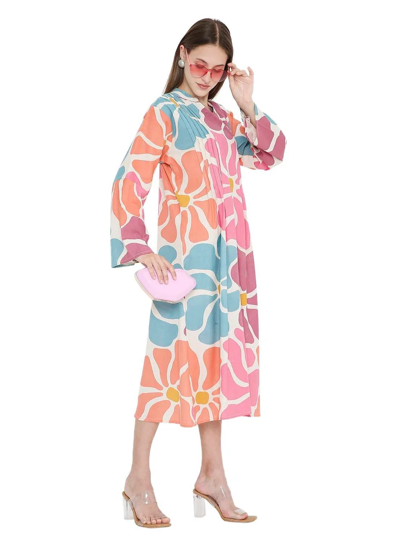 HANA & SARA HIGH QUALITY SHORT PRINTED FARASHA ARABIC KAFTAN JALABIYA DRESS