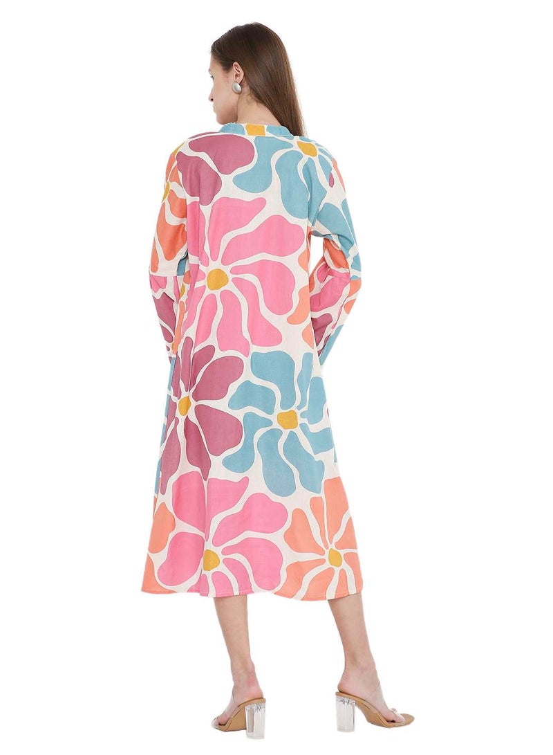 HANA & SARA HIGH QUALITY SHORT PRINTED FARASHA ARABIC KAFTAN JALABIYA DRESS  - Image 2