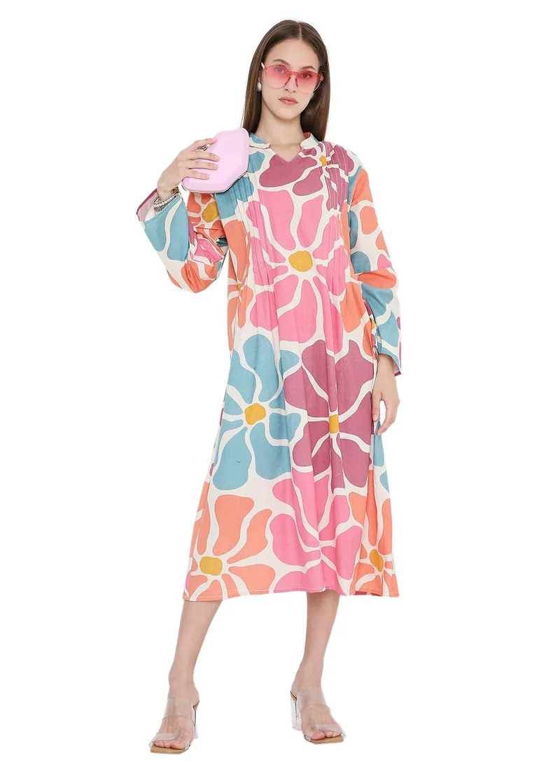 هانا آند سارا HIGH QUALITY SHORT PRINTED FARASHA ARABIC KAFTAN JALABIYA DRESS