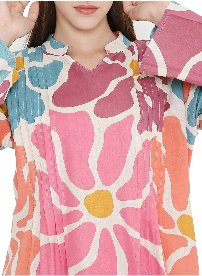 هانا آند سارا HIGH QUALITY SHORT PRINTED FARASHA ARABIC KAFTAN JALABIYA DRESS