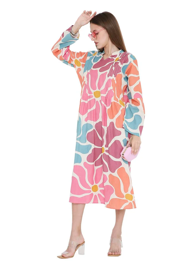 هانا آند سارا HIGH QUALITY SHORT PRINTED FARASHA ARABIC KAFTAN JALABIYA DRESS