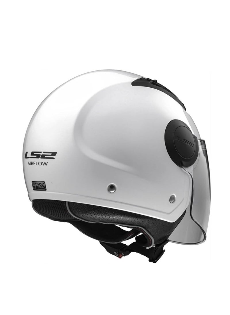 LS2 HELMETS - LS2 HELMET OF562 Airflow HALF Face Racing Helmet - Color: Gloss White - Image 1