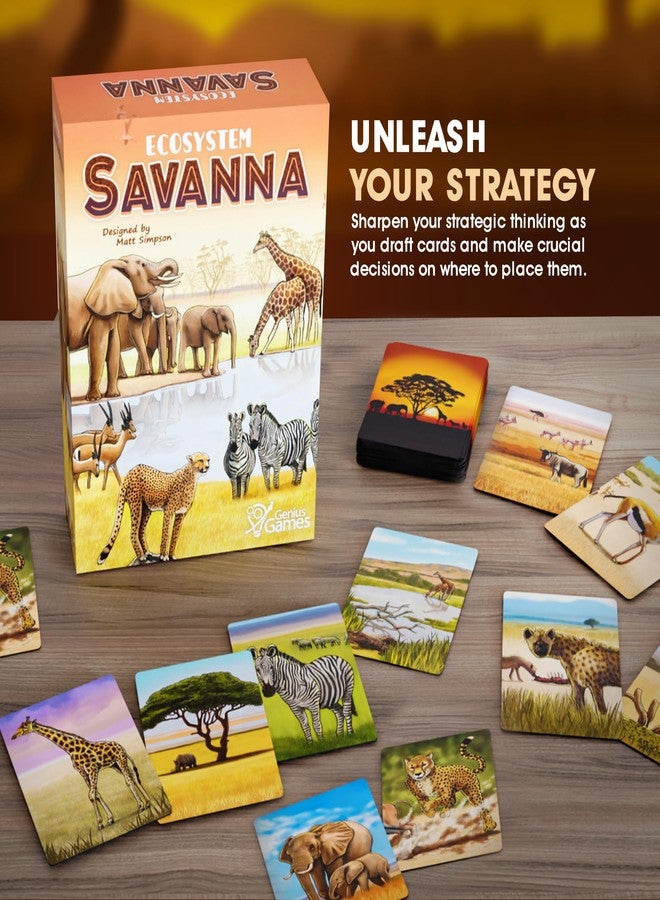 Genius Games مجموعة ألعاب Genius Games Ecosystem، Ecosystem Coral Reef & Savanna Bundle - لعبة بطاقات عائلية عن الحيوانات وموائلها والتنوع البيولوجي - لعبة بيئية ممتعة وتعليمية للأطفال والكبار - Image 5