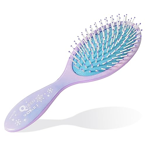 Luv Her Frozen Princess Elsa Hair Accessory 5 Pcs Set - 1 Regular 9 inch Frozen Hairbrush & 4 Frozen Scrunchies - Detangling Brush & Elastic Hair Ties Ropes for Girls, Ages 3+ - Image 2