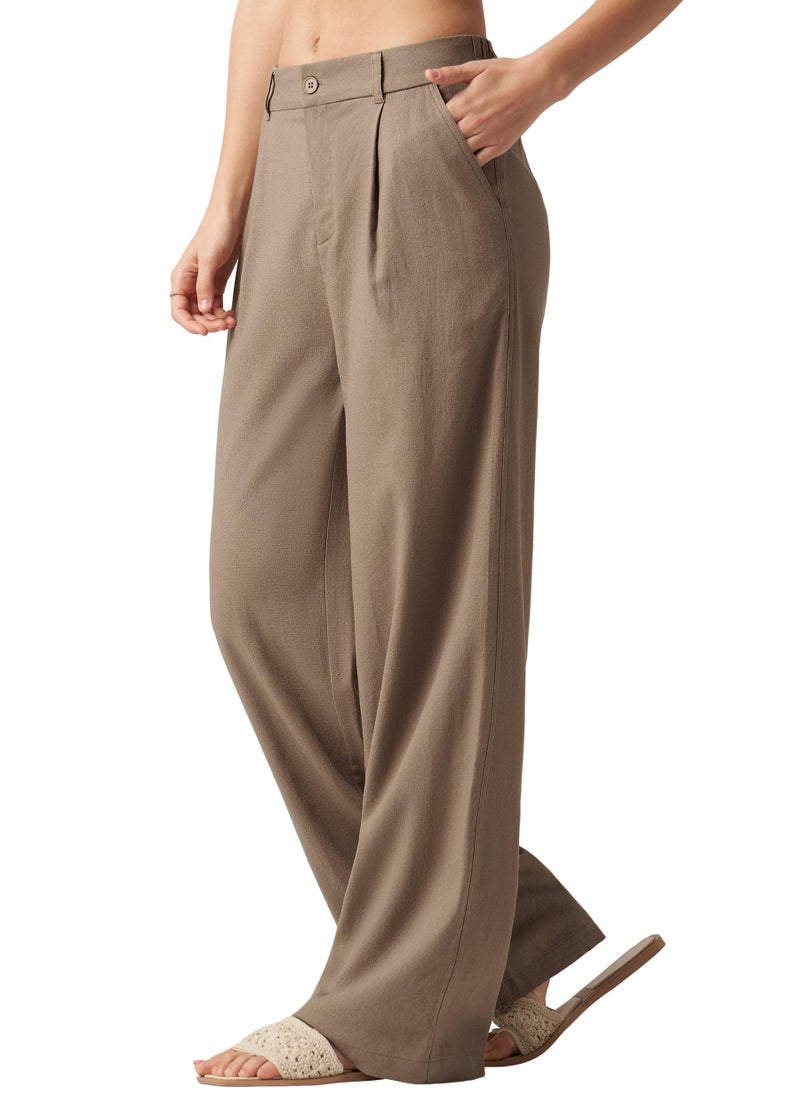 Willit Women's Linen Pants Wide Leg Work Dress Pants Casual Slacks Business Pants with Pockets 31" Inseam Deep Khaki M - Image 2