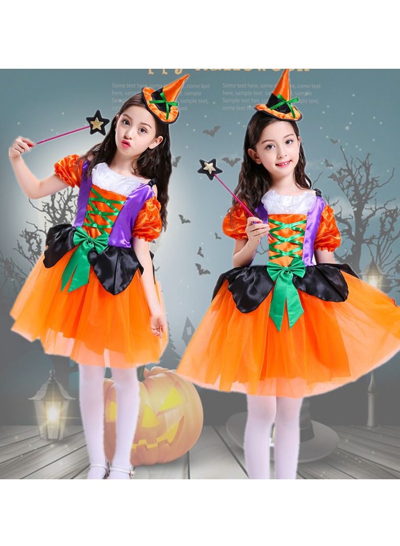 M MIAOYAN M MIAOYAN Halloween children's costume girls costume witch cloak elf magic skirt children's costume cos costume  - Image 3