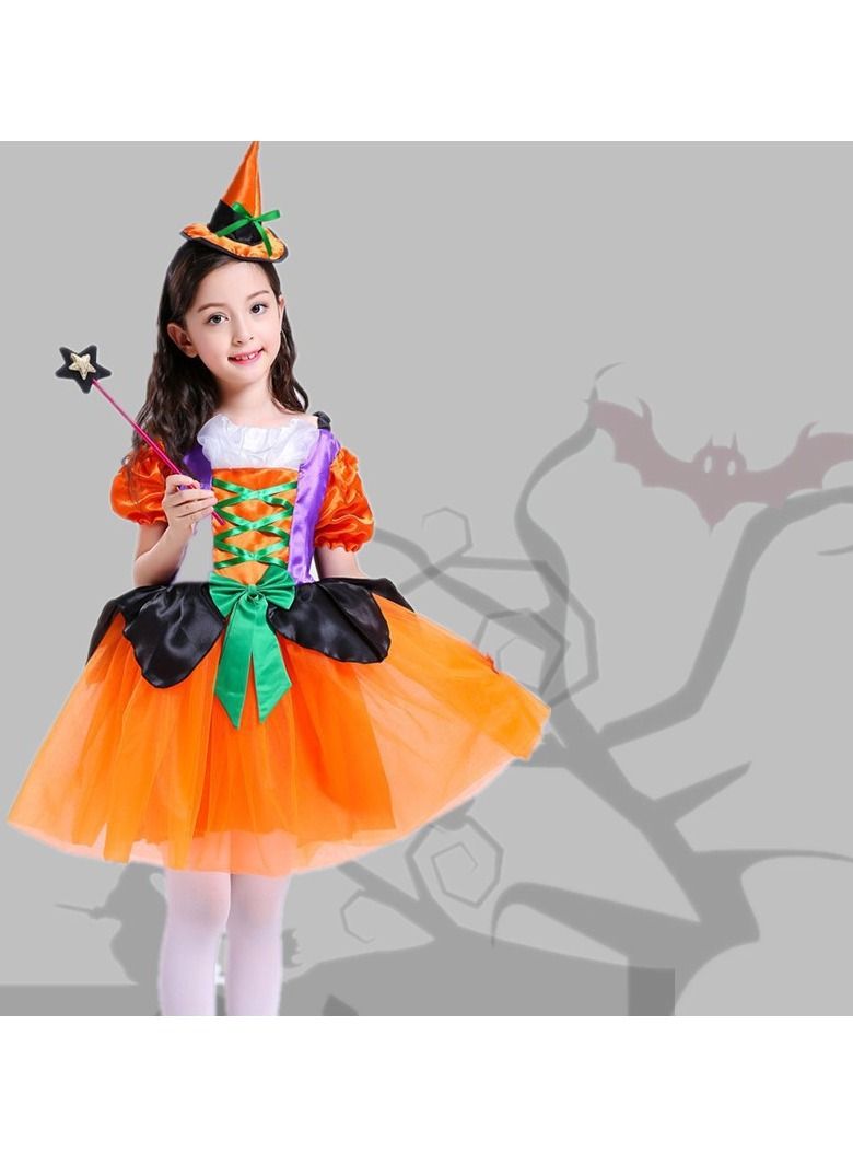 M MIAOYAN M MIAOYAN Halloween children's costume girls costume witch cloak elf magic skirt children's costume cos costume  - Image 1
