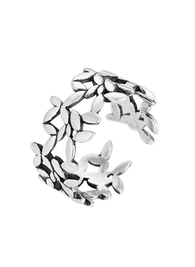 yongsheng Vintage Leaf Ring，Ring Olive Leaf Style Band Oxidized Luxury Statement Ring  - Image 1