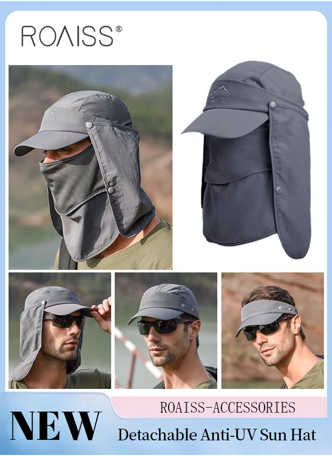 roaiss - Detachable Fishing Hats with Shawl and Face Cover UPF 50+ Anti-UV Soft Foldable Breathable Quick-Drying Sun Hat for Men & Women Adjustable Size Hiking Climbing Outdoor Baseball Cap - Image 1