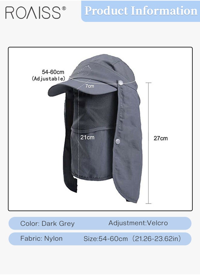 roaiss - Detachable Fishing Hats with Shawl and Face Cover UPF 50+ Anti-UV Soft Foldable Breathable Quick-Drying Sun Hat for Men & Women Adjustable Size Hiking Climbing Outdoor Baseball Cap - Image 1