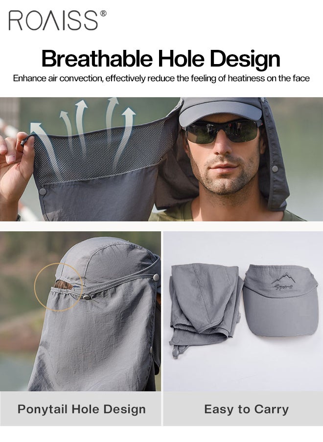roaiss - Detachable Fishing Hats with Shawl and Face Cover UPF 50+ Anti-UV Soft Foldable Breathable Quick-Drying Sun Hat for Men & Women Adjustable Size Hiking Climbing Outdoor Baseball Cap - Image 1