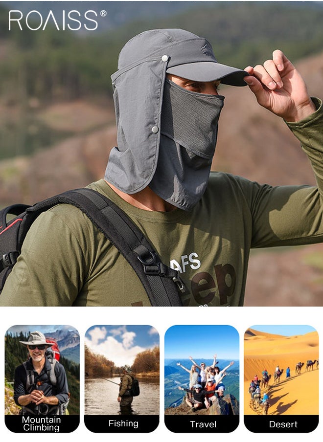 roaiss - Detachable Fishing Hats with Shawl and Face Cover UPF 50+ Anti-UV Soft Foldable Breathable Quick-Drying Sun Hat for Men & Women Adjustable Size Hiking Climbing Outdoor Baseball Cap - Image 1