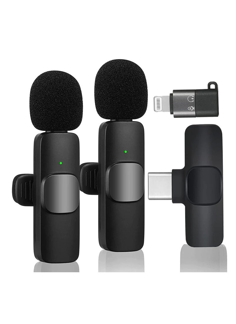 K9 Wireless Dual Microphone Kit - 2in1 Bluetooths Mic for iPhone and Android - Lapel Lavalier Mic for Vlogging, Interviews, Live Streaming