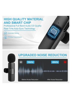 K9 K9 Wireless Dual Microphone Kit - 2in1 Bluetooths Mic for iPhone and Android - Lapel Lavalier Mic for Vlogging, Interviews, Live Streaming  - Image 4