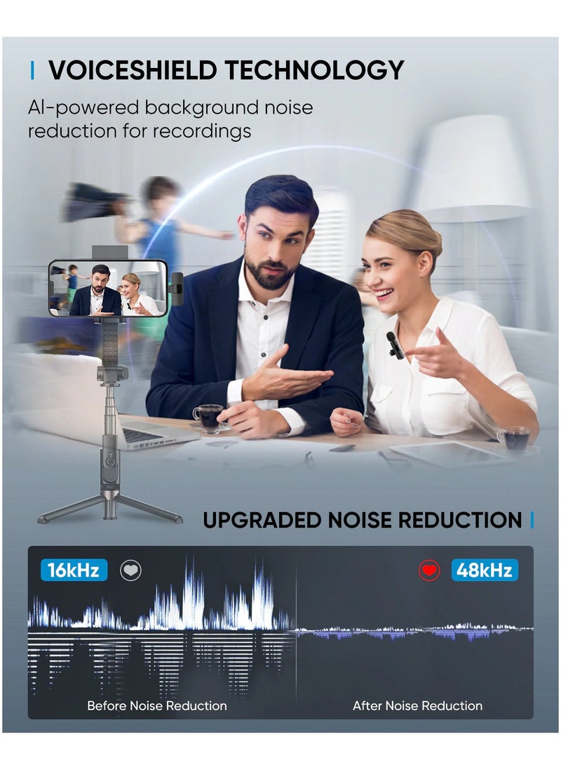 K9 Wireless Dual Microphone Kit - 2in1 Bluetooths Mic for iPhone and Android - Lapel Lavalier Mic for Vlogging, Interviews, Live Streaming
