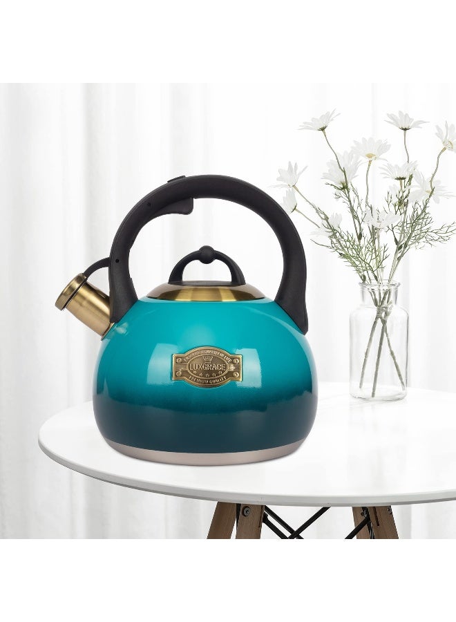 LUXGRACE Tea Kettle Stovetop Whistling Kettle Teapot, Food Grade Stainless Steel Teakettle for Stove Top with Heat Proof Ergonomic Handle, 3.1 Quart Tea Pot - Image 3