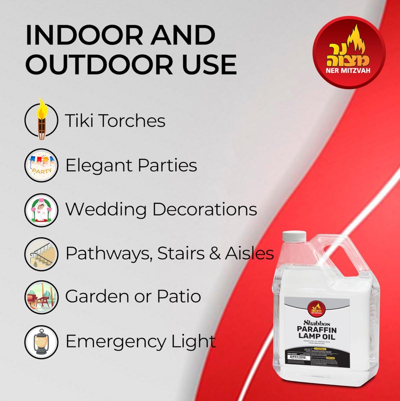 Ner Mitzvah 1 Gallon Paraffin Lamp Oil - Clear Smokeless, Odorless, Clean Burning Fuel for Indoor and Outdoor Use - Shabbos Lamp Oil, by Ner Mitzvah - Image 3