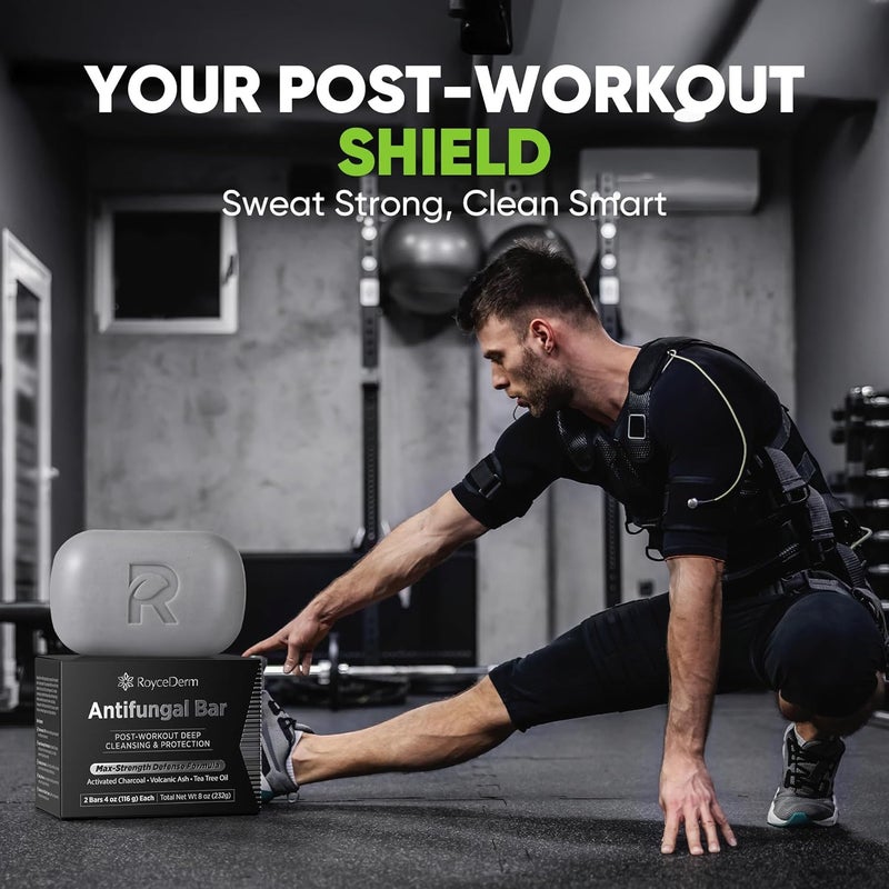 Roycederm Antifungal Soap Bar Helps with Athletes Foot Jock Itch Ringworm for Active Skin Relieves Itching Burning Scaling and Discomfort with Tea Tree Oil Charcoal Volcanic Ash - Image 3