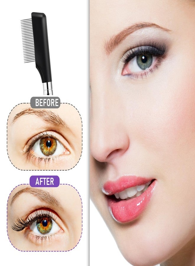 Sliverdew Eyebrow Brush, 2 Pack Metal Eyelash Comb Small Eyelash Brush Eyelash Separator Tool Grooming Eye Lash Separator Grooming Brushes Eyebrow Comb with Metal Teeth Eye Makeup Tool for Women (Medium Handle) - Image 3