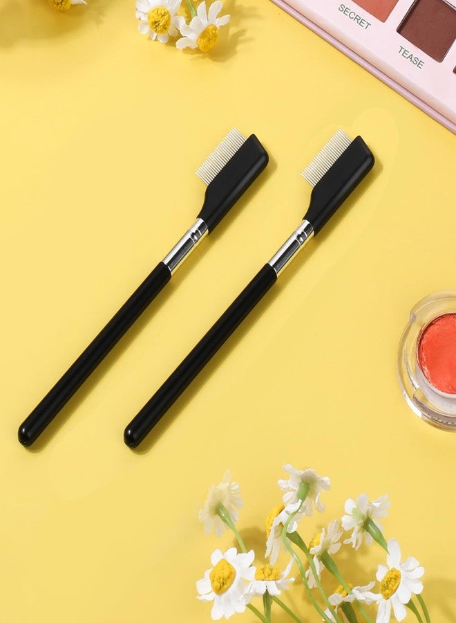 Sliverdew Eyebrow Brush, 2 Pack Metal Eyelash Comb Small Eyelash Brush Eyelash Separator Tool Grooming Eye Lash Separator Grooming Brushes Eyebrow Comb with Metal Teeth Eye Makeup Tool for Women (Medium Handle) - Image 4