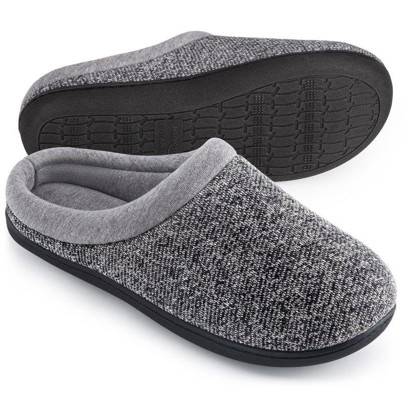 HomeTop Womens Knit Memory Foam Slippers Warm Soft House Shoes with Antislip Sole 910 M US Space Black