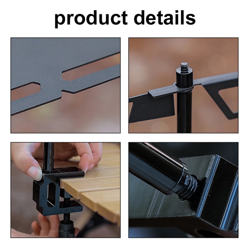 Multifunctional Desk-Mounted Camping Detachable Lamp Holder Practical High Strength Metal Black Outdoor Hiking Storage Rack Light Bracket Drying Rack Hung Shelf With Hook - Image 2