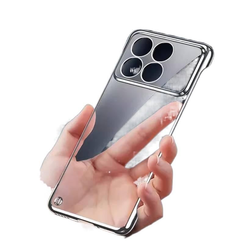 LS غطاء واقي بPC لـ Redmi Note 14 مع مقاوم للصدمات وحماية من السقوط مع مقاوم للصدمات مع تصميم بدون إطار مع طلاء شفاف باللون Silver بظهر شفاف باللون الفضي باللون الأحمر - Image 2