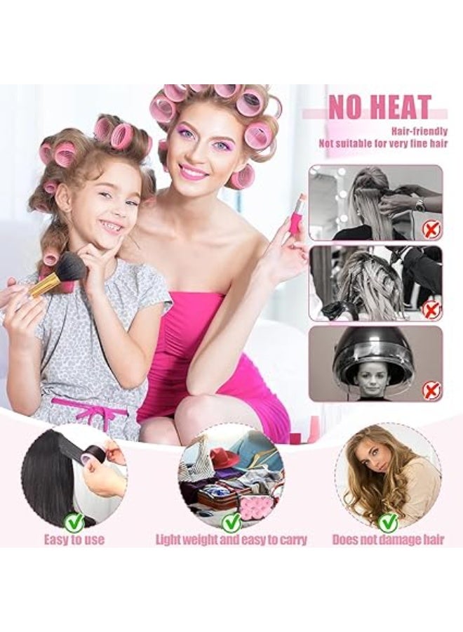 Self-Grip Hair Rollers Set with Clips, 50 Pieces in 4 Sizes (25mm, 36mm, 48mm, 60mm), Jumbo Hair Curlers for Long and Short Hair, Creates Natural Waves and Volume – Hair Styling Tools – Pink Hair Curlers – Hair Rollers Set - Image 5
