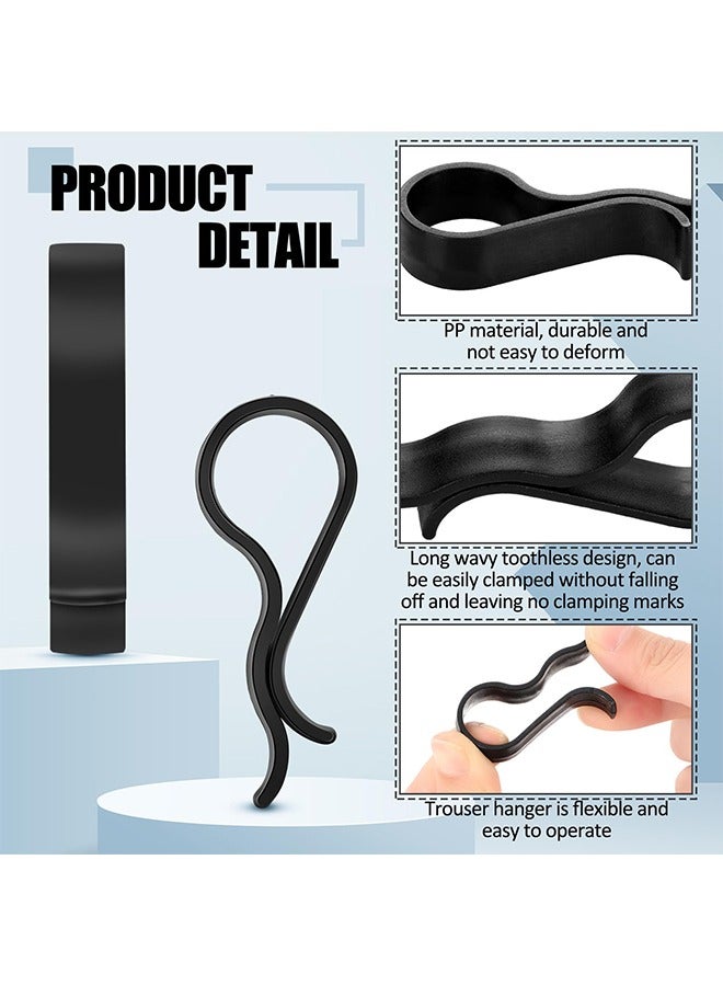 meayul 100 Pcs Hanger Clips, Black Plastic Hanger Clips, Pant Clips, Multi-Purpose Plastic Hangers Clips, for Pants, Clothes Pin Fabric Garment Shirt Folding Scarf Hanger Trousers Secured Strut Dress Pack  - Image 3