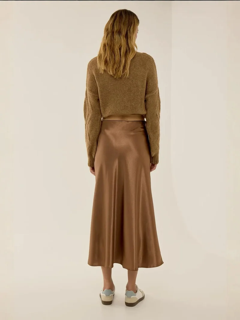 HICCUP High-Waist Satin Midi Skirt